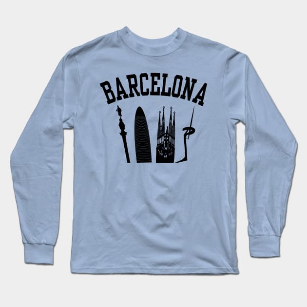 BARCELONA Skyline (Black) Long Sleeve T-Shirt by sundressed